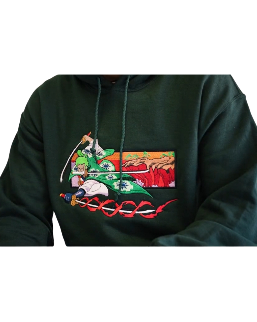Three Swordsman Zoro Glow-In-The-Dark Embroidered Hoodie