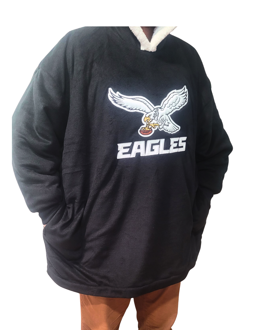 Philadelphia Eagles Embroidered Hooded Wearable Blanket (White Eagle)