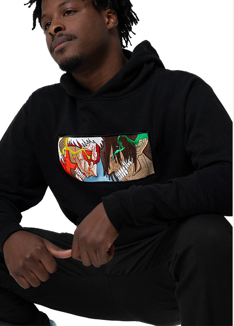 Eren X Reiner Clash of the Titans GITD Embroidered Hoodie
