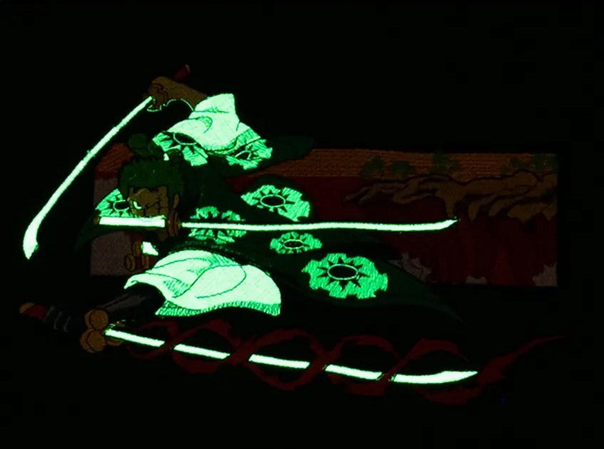 Three Swordsman Zoro Glow-In-The-Dark Embroidered Hoodie