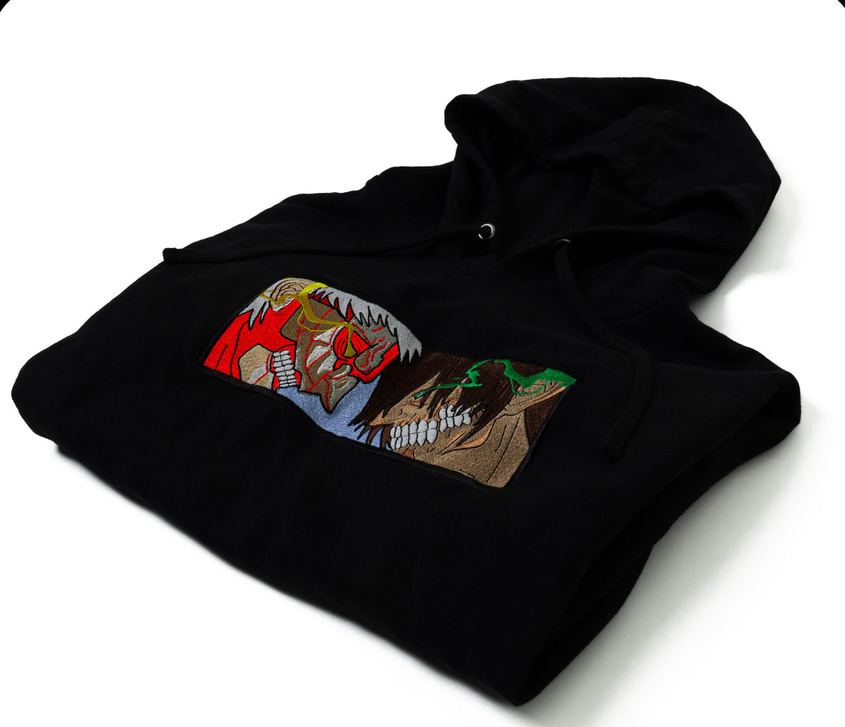 Eren X Reiner Clash of the Titans GITD Embroidered Hoodie